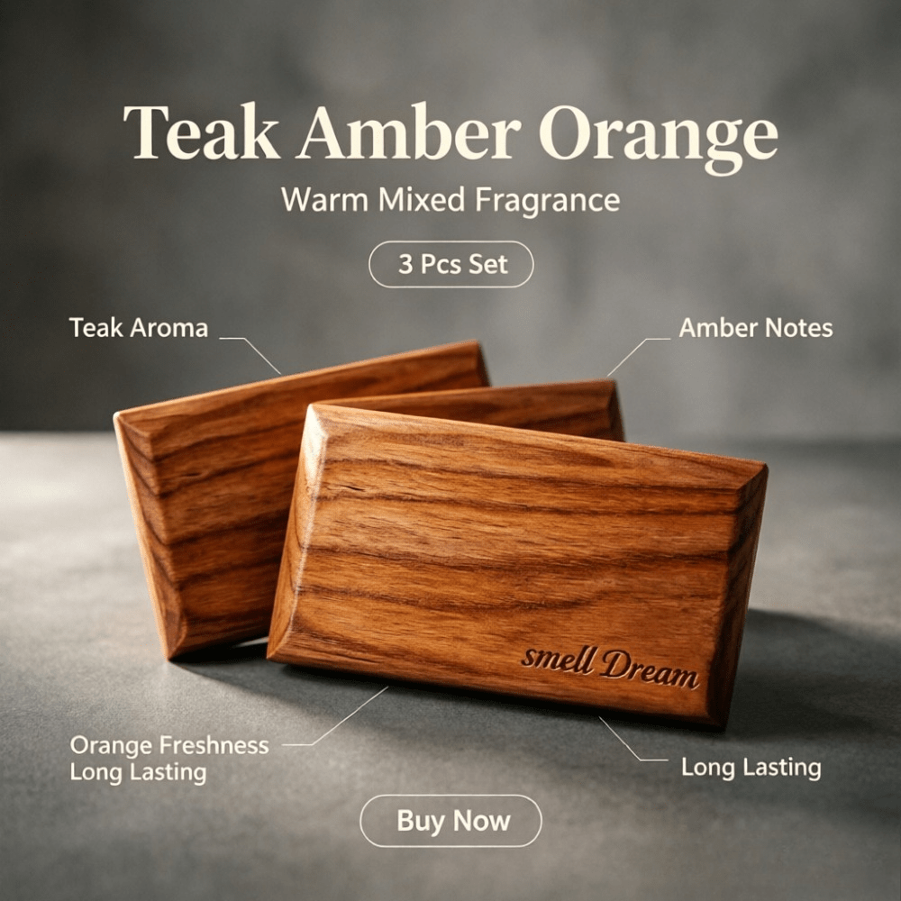 Home Fragrance Oud - Auto-Lufterfrischer Teak Amber Orange Holzduft Block